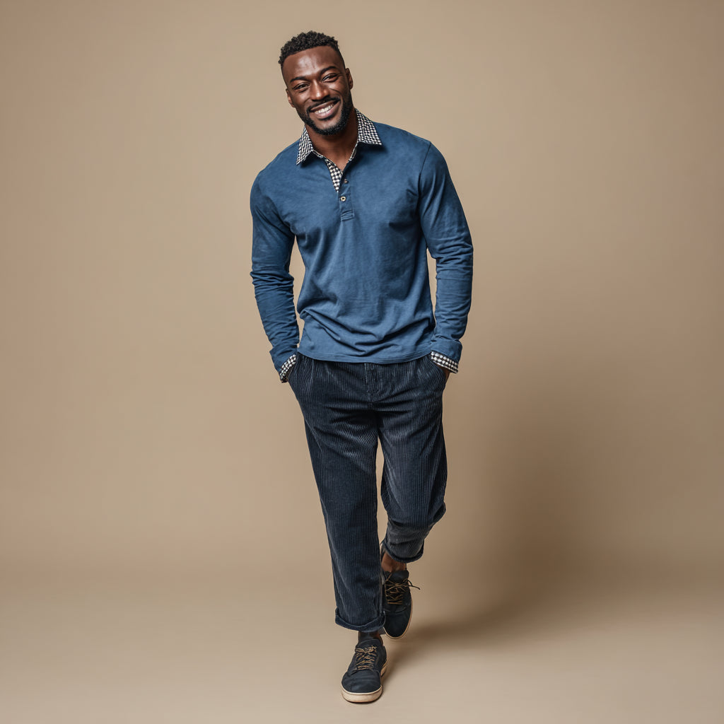 Essential Langarm-Poloshirt