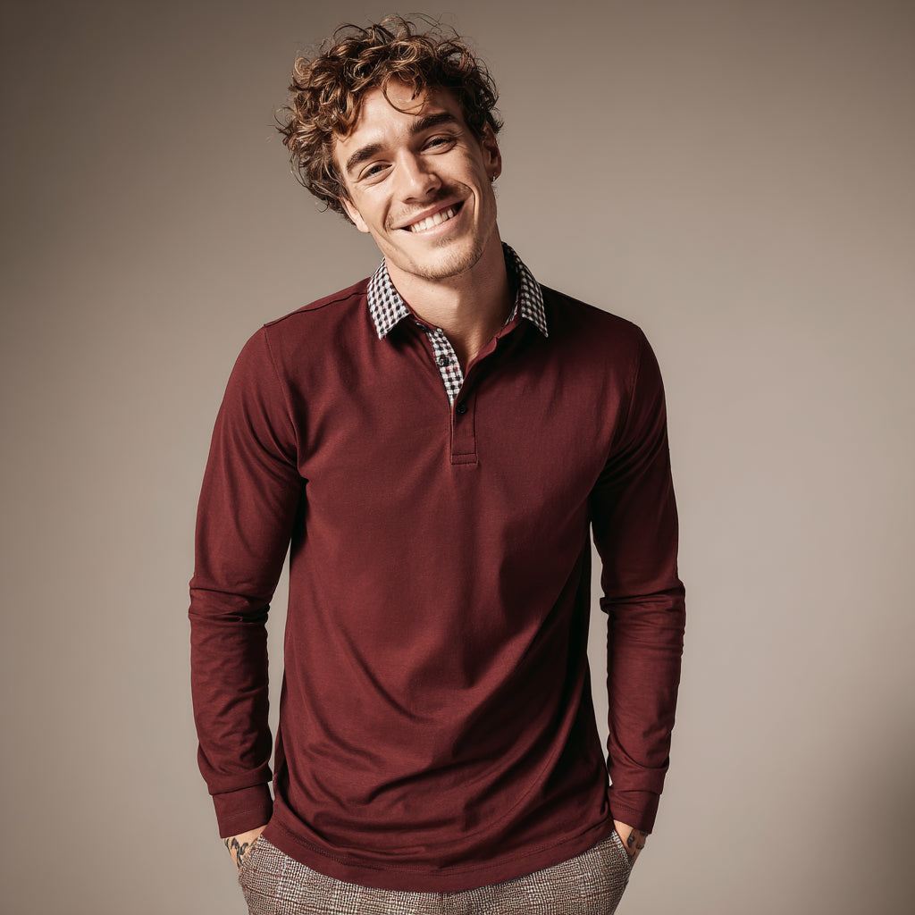 Essential Langarm-Poloshirt