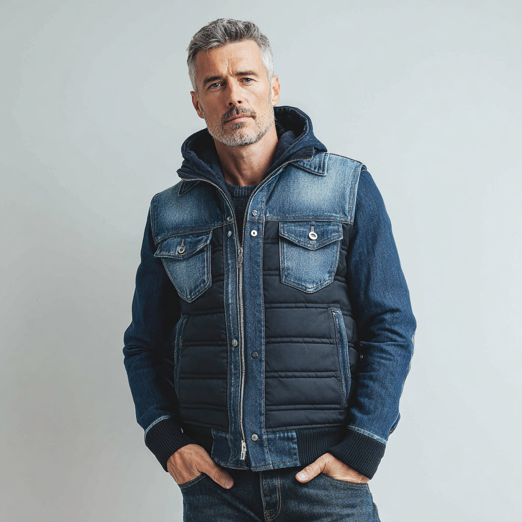 Théo | Gepolsterte Denim-Herrenjacke für den Winter