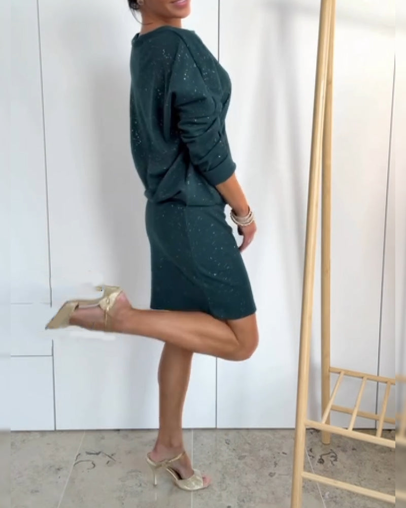 Festliches Pailletten-Rundhalskleid