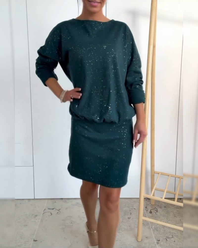 Festliches Pailletten-Rundhalskleid