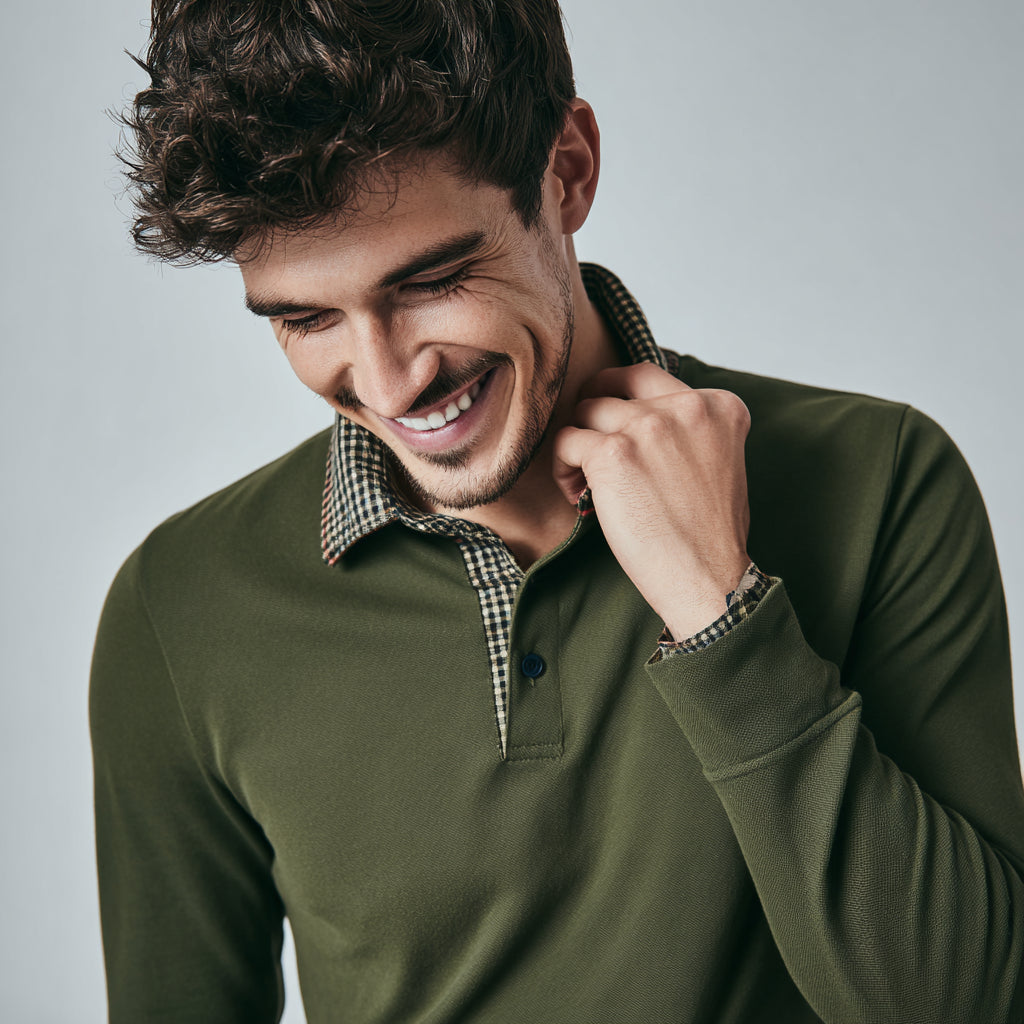 Essential Langarm-Poloshirt