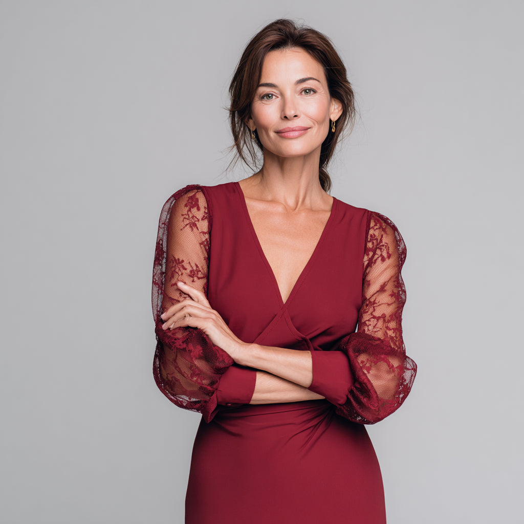 Noémie | Elegantes Spitzenkleid mit V-Ausschnitt